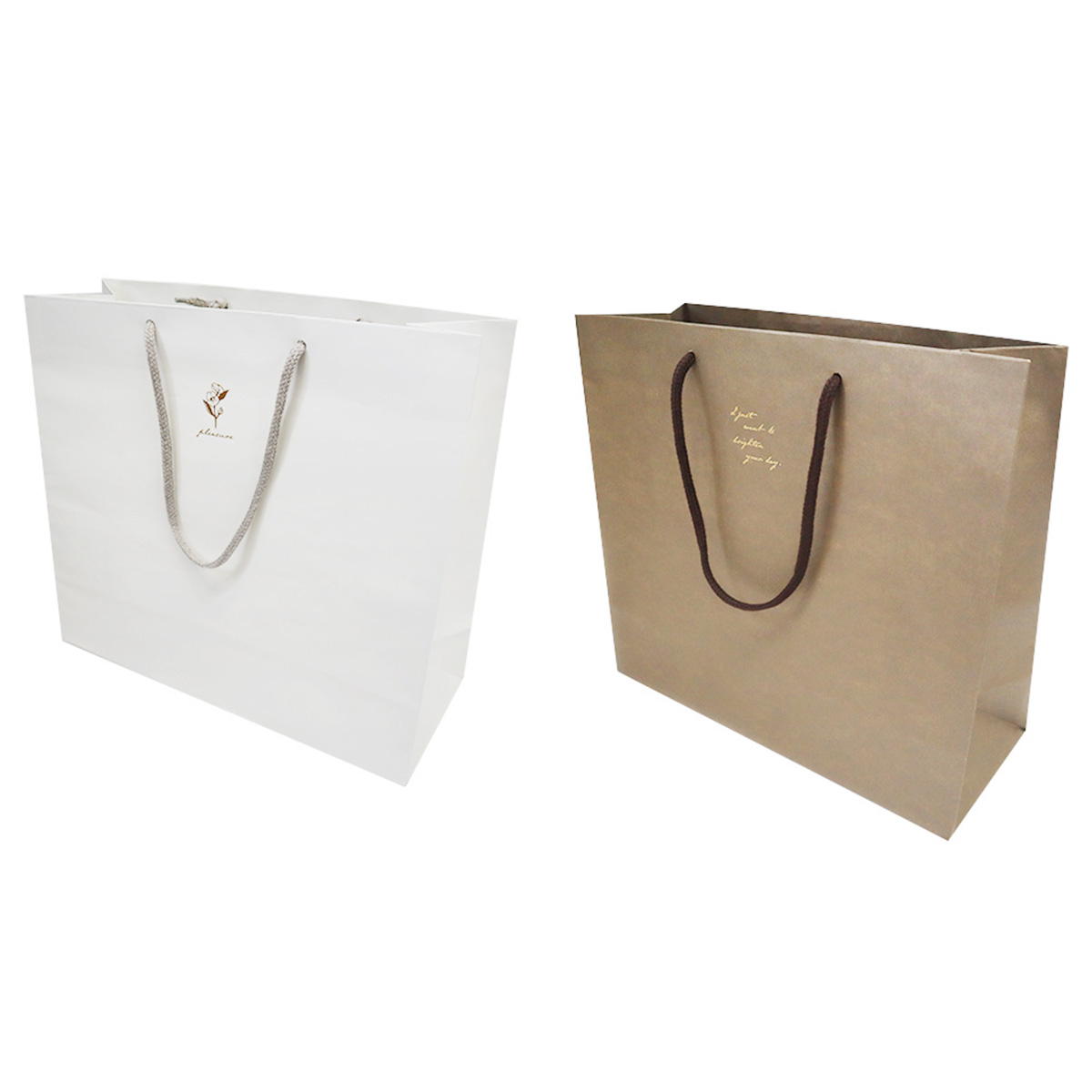 【OUTLET】手提げバッグM 箔押し ホワイトブラウン 367713